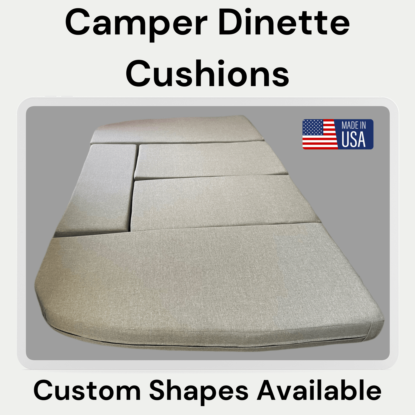 Replacement trailer dinette cushions with stain-resistant upholstery for durability