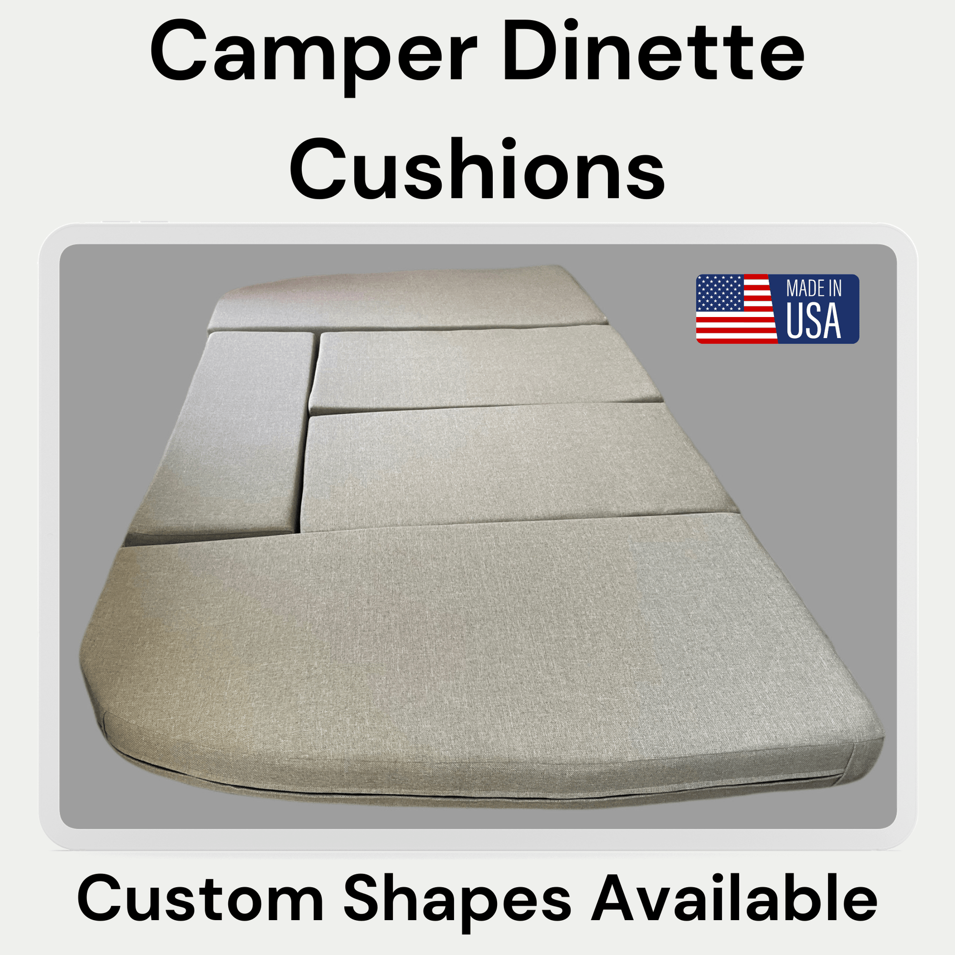 Replacement trailer dinette cushions with stain-resistant upholstery for durability